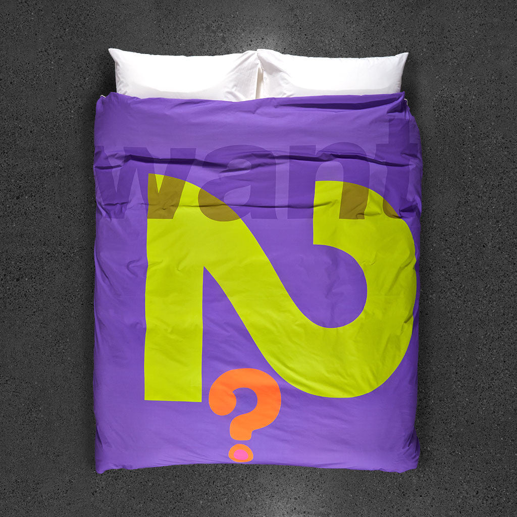 Want 2? Love 2! Duvet Cover - Top View