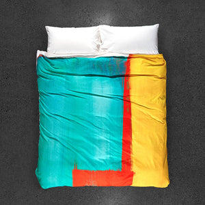 ZayZay-egyptian-cotton-duvet-cover-Moroccan-Monday design top view yellow red turquoise modern art