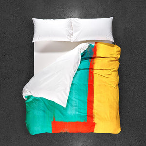 ZayZay egyptian cotton duvet cover design Moroccan Monday top view yellow red turquoise modern art