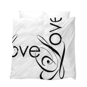 Love Song Duvet Cover - love in black typography on white background
